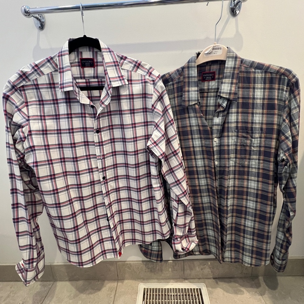 Plaid Men's Shirts - Red and Blue